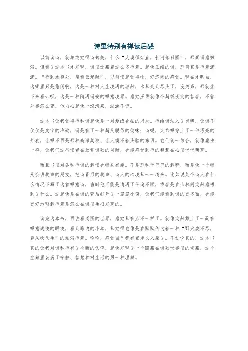 诗里特别有禅读后感