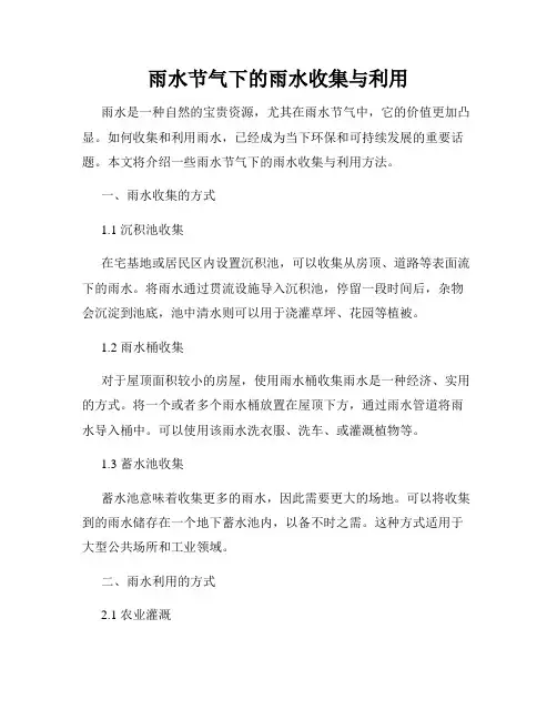 雨水节气下的雨水收集与利用