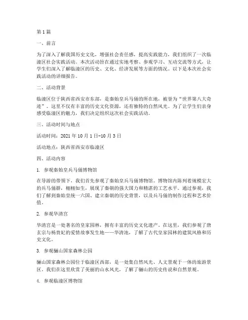 临潼区社会实践活动报告(2篇)