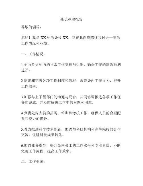 处长述职报告