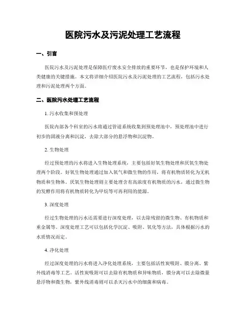 医院污水及污泥处理工艺流程