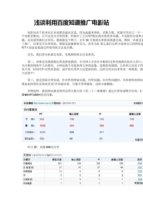 浅谈利用百度知道推广电影站