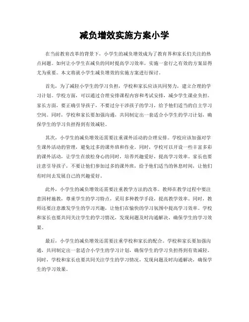 减负增效实施方案小学