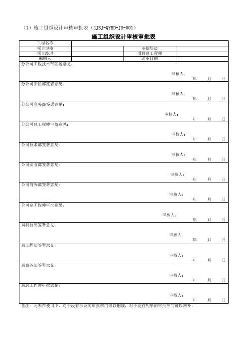 施工组织设计审核审批表