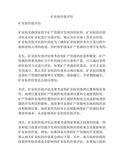矿业权价值评估