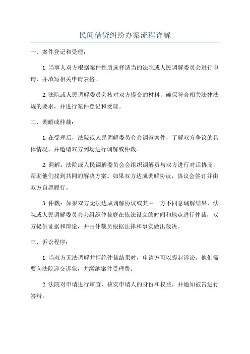 民间借贷纠纷办案流程详解