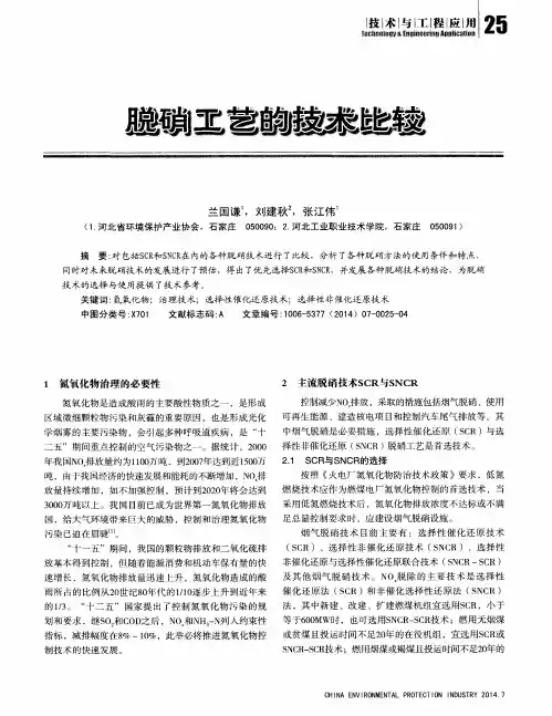 脱硝工艺的技术比较