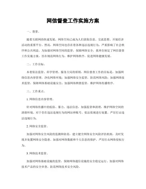 网信督查工作实施方案