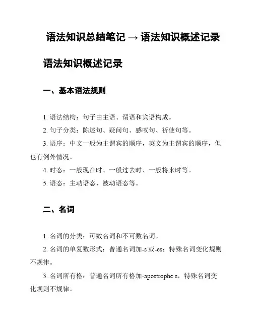 语法知识总结笔记 → 语法知识概述记录