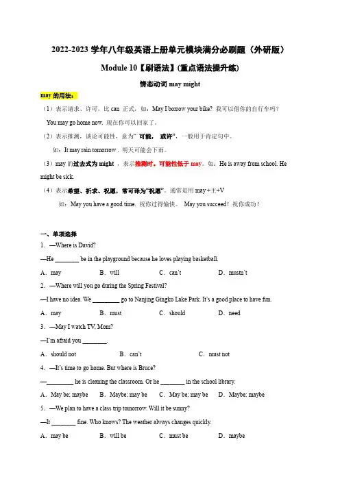 Module10情态动词may might(重点语法提升练)(外研版)