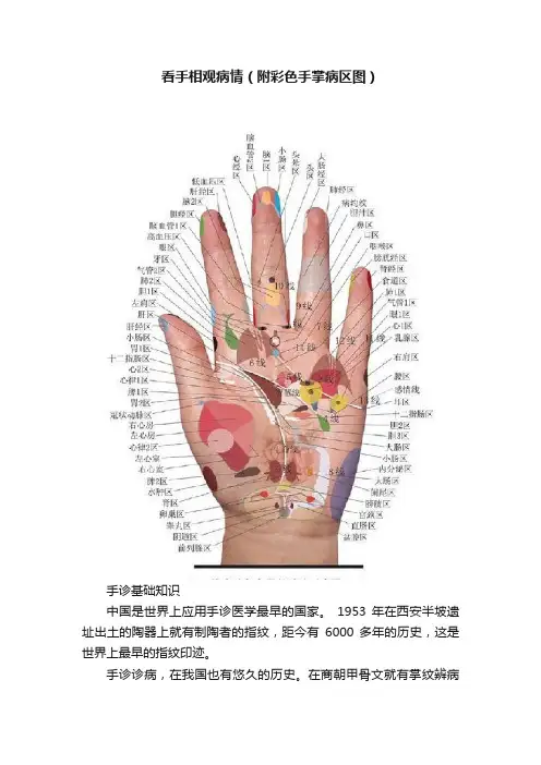 看手相观病情（附彩色手掌病区图）