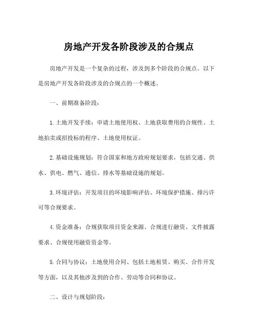房地产开发各阶段涉及的合规点