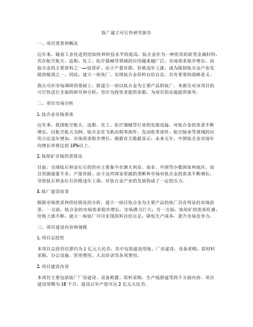 钛厂建立可行性研究报告