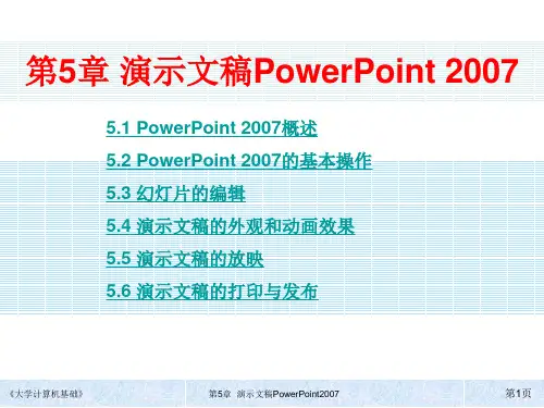 大学计算机基础第5章 PowerPoint 2007演示文稿简明教程PPT课件