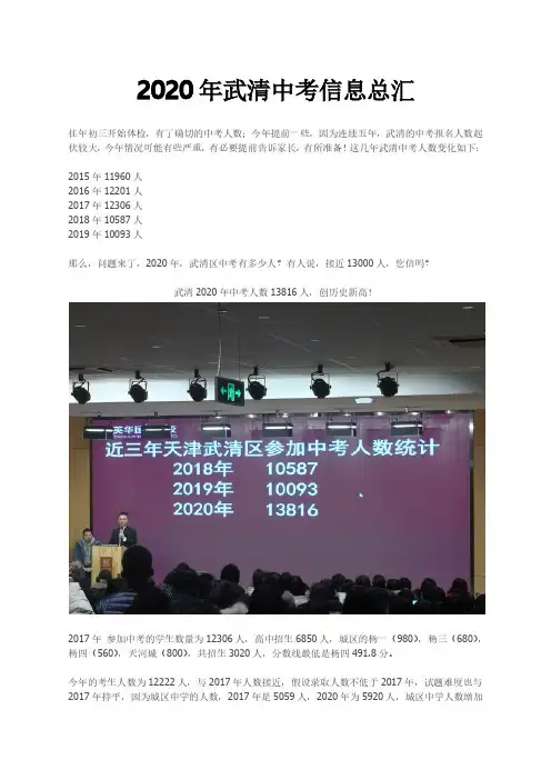 2020年武清中考信息总汇