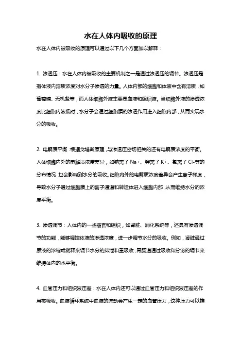 水在人体内吸收的原理