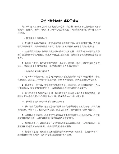 关于“数字城市”建设的建议