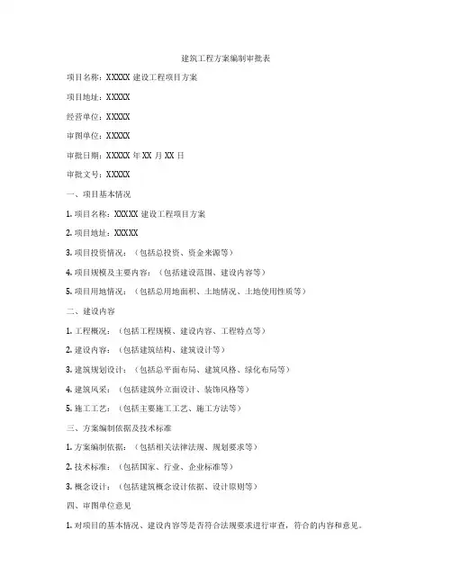 建筑工程方案编制审批表