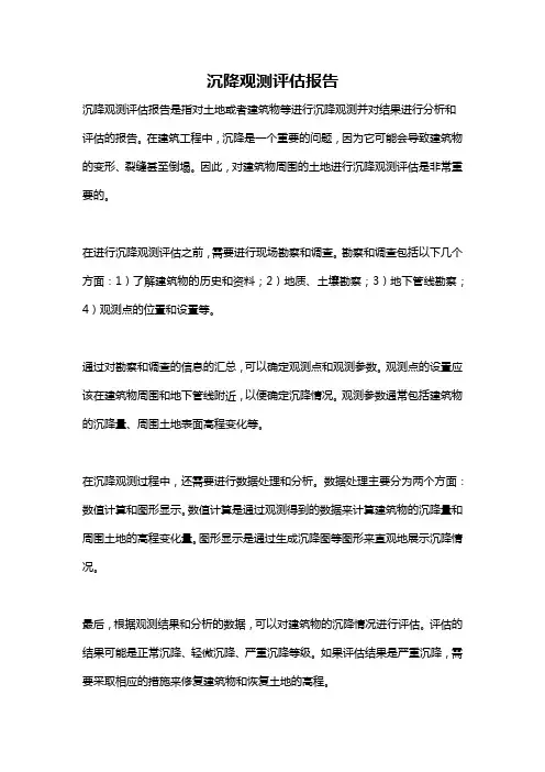 沉降观测评估报告