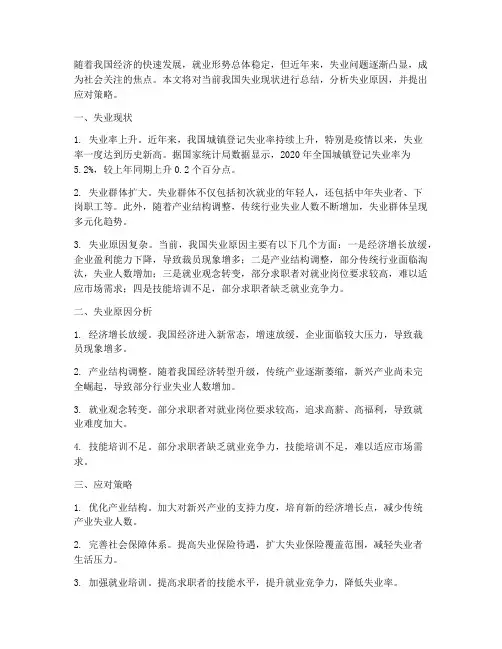 失业现状总结范文