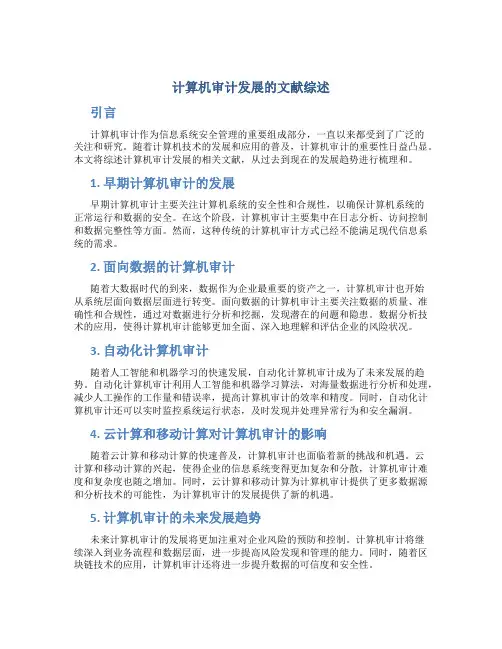 计算机审计发展的文献综述