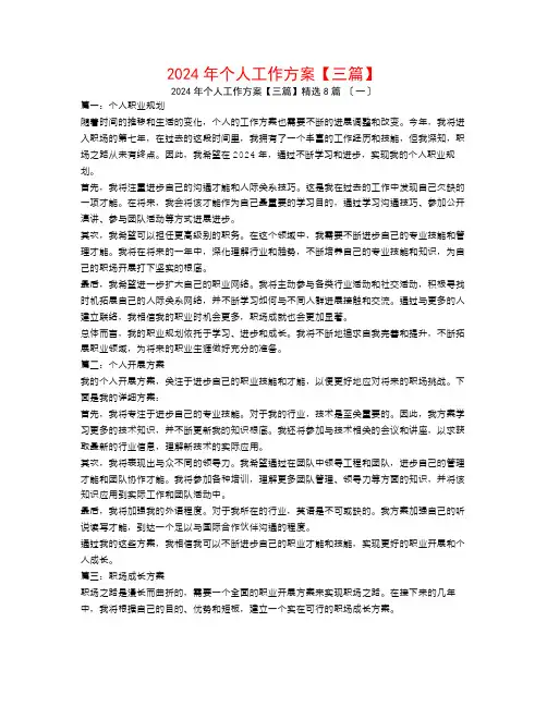 2024年个人工作计划【三篇】8篇