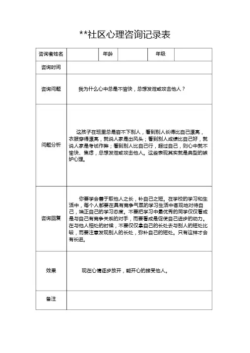 社区心理咨询记录
