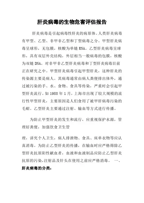 肝炎病毒的生物危害评估报告