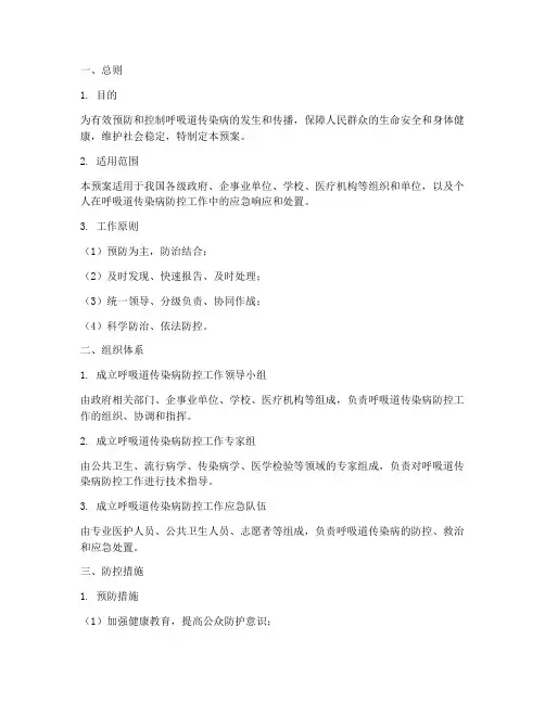 呼吸道防控工作预案