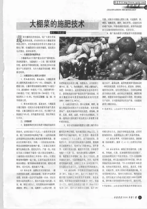 大棚菜的施肥技术