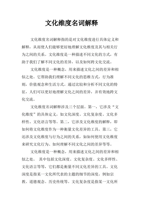 文化维度名词解释