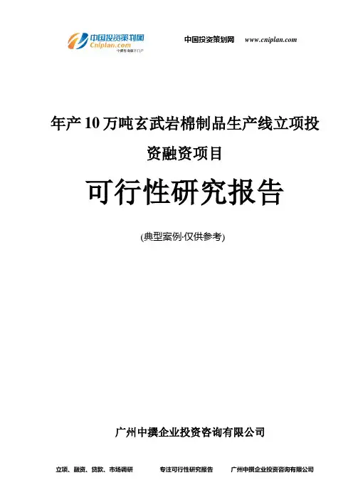 年产10万吨玄武岩棉制品生产线融资投资立项项目可行性研究报告(非常详细)