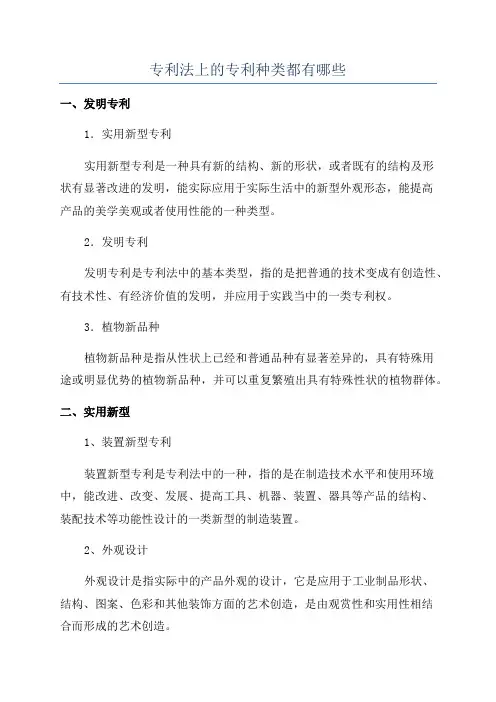 专利法上的专利种类都有哪些