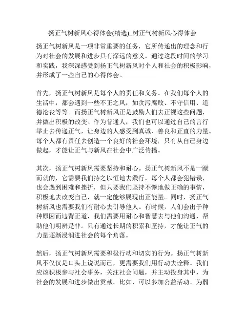 扬正气树新风心得体会(精选)_树正气树新风心得体会