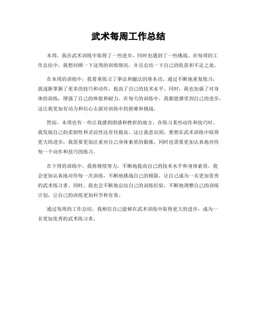 武术每周工作总结