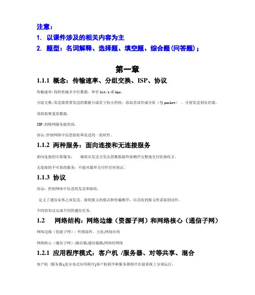 2013计算机网络复习提纲