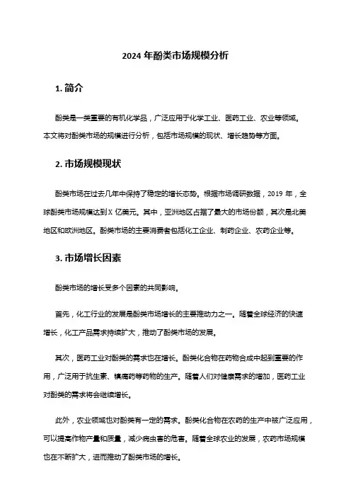 2024年酚类市场规模分析