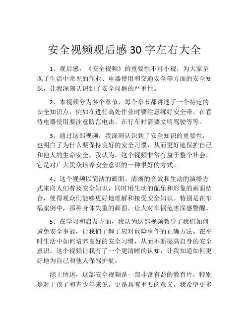 安全视频观后感30字左右大全