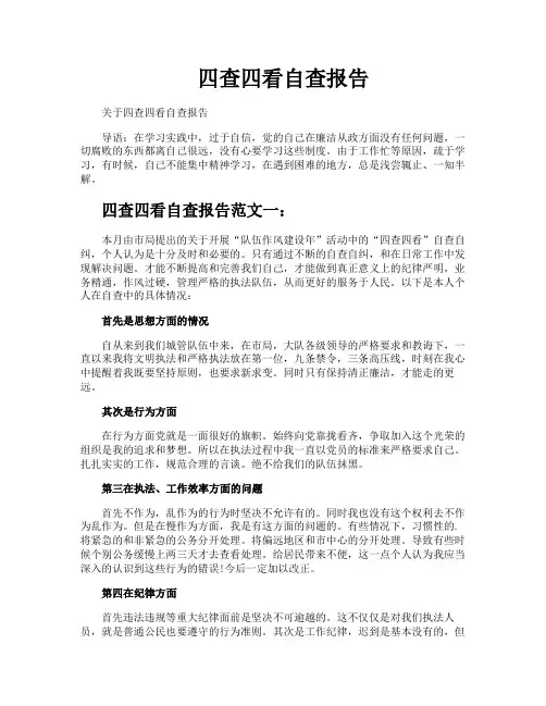 四查四看自查报告