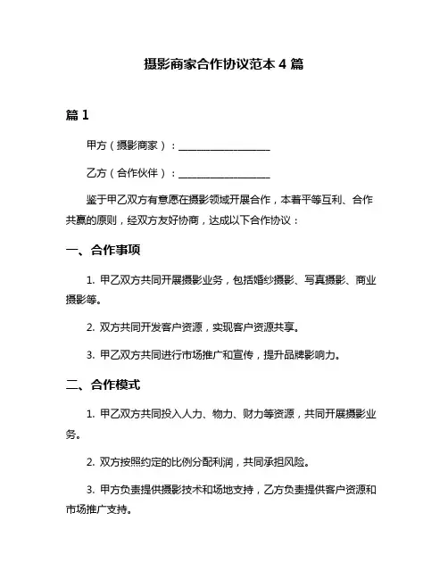 摄影商家合作协议范本4篇