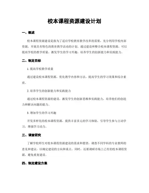 校本课程资源建设计划
