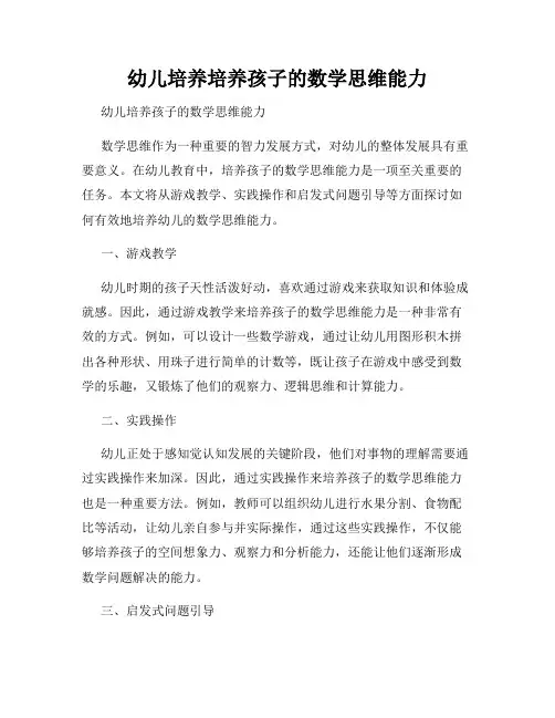 幼儿培养培养孩子的数学思维能力