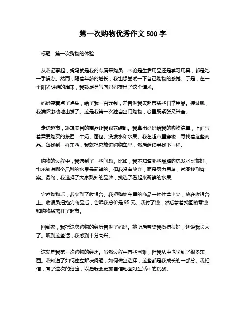 第一次购物优秀作文500字