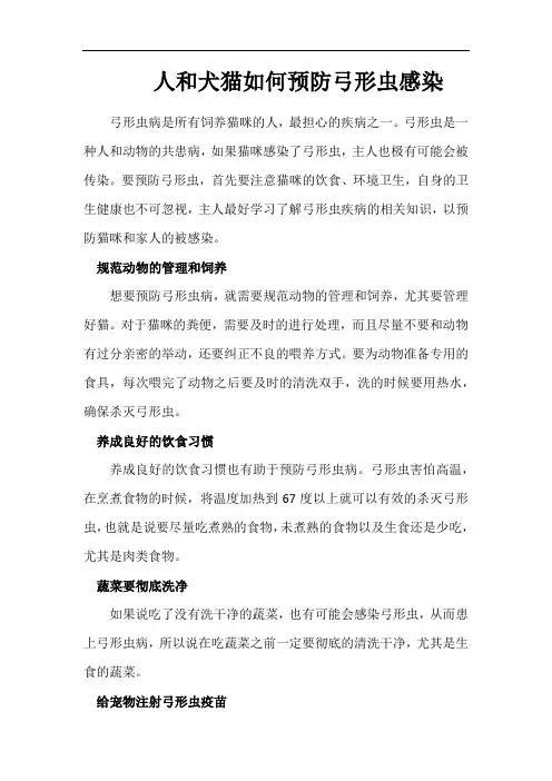人和犬猫如何预防弓形虫感染