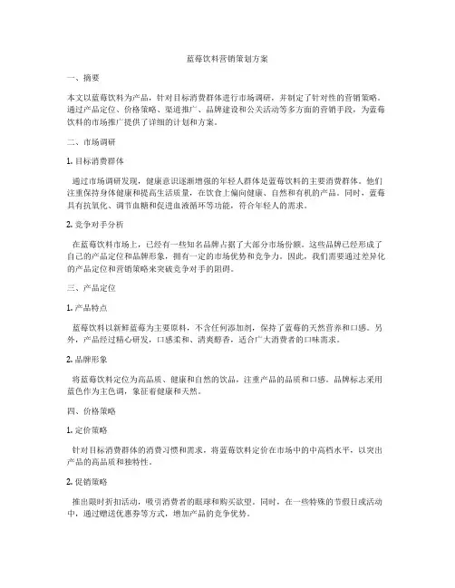 蓝莓饮料营销策划方案