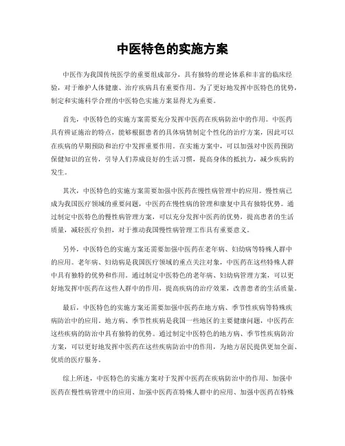 中医特色的实施方案