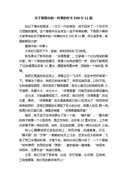 关于寒假中的一件事的作文500字11篇