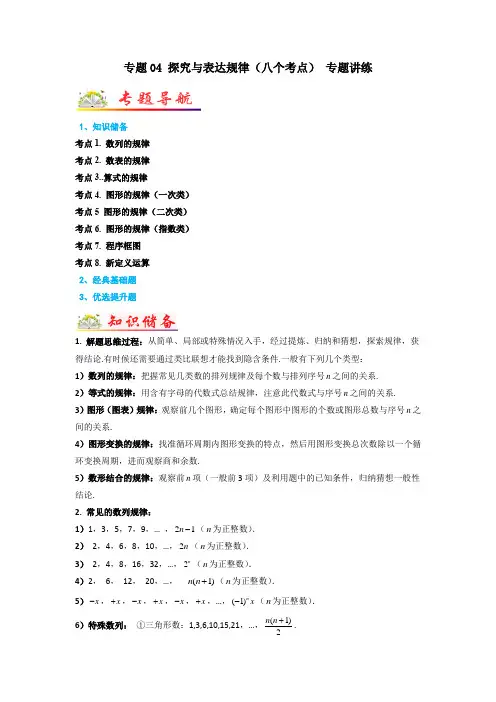 七年级数学上学期期末考试真题汇编(人教版)探究与表达规律(八个考点) 专题讲练(解析版)