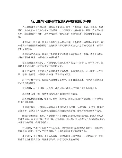 幼儿园户外混龄体育区活动环境的创设与利用