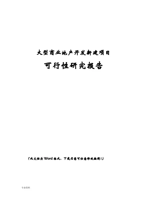 大型商业地产开发项目可行性研究报告